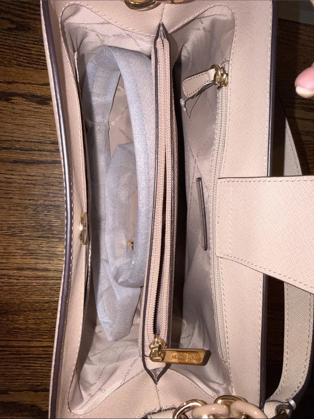 Michael Kors Taupe Shoulder Bag with Gold Hardware
